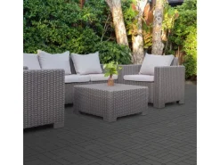 Best ECD Germany WPC Terrassenfliesen 30x30 cm 11Er Spar Set Mosaik Anthrazit