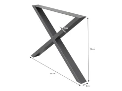 ECD Germany 2x Tischbeine X-Design X-Form 60 x 72 cm Anthrazit Industriedesign