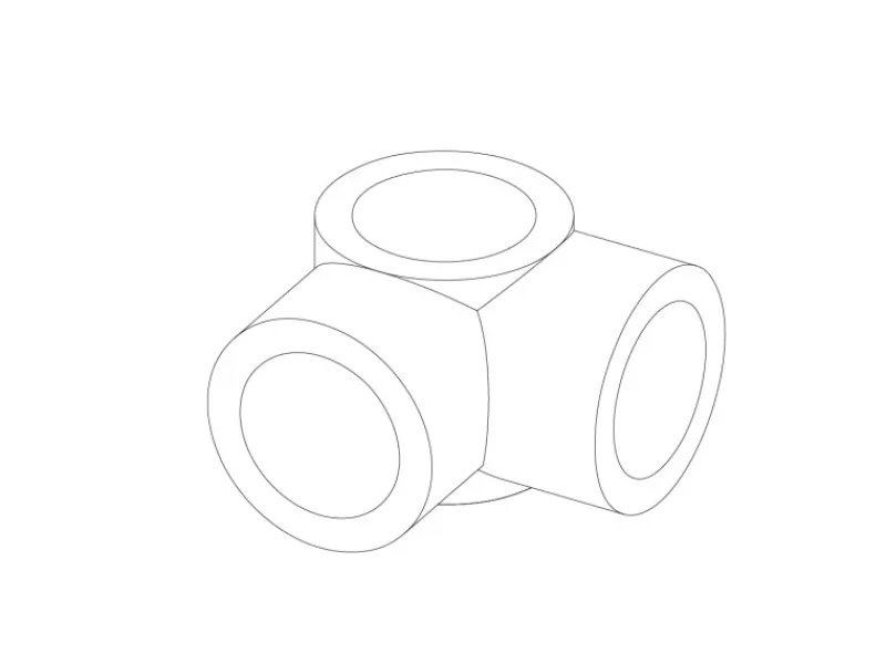 Eckstück Durchgehend 90° für Stahlrohr Ø 2,7 cm