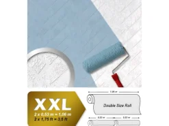 Outlet EDEM 83102BR70 Struktur-Tapete überstreichbar Steinoptik Ziegel Weiß 26,50 m2 1,06 m x 25,00 m 26,50 m2 Weiß