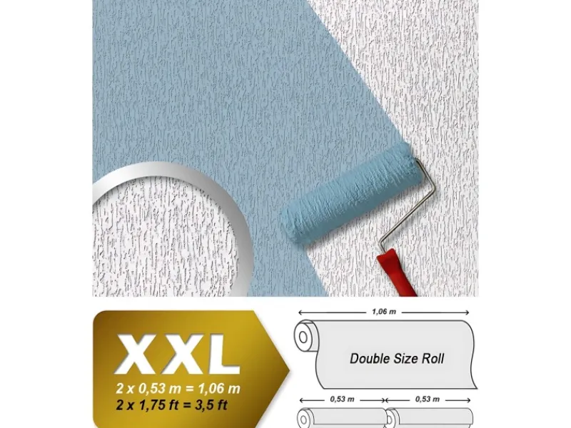EDEM 80362BR70 Vliestapete überstreichbar Reibeputz Struktur Maler 25,05 m x 1,06 m 26,50 m2 Weiß