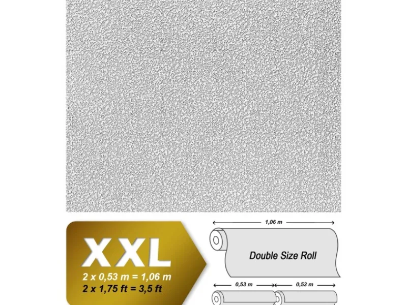 EDEM 80304BR60 Xxl Vliestapete zum Überstreichen rauhfaser Putz-Optik 25,05 m x 1,06 m 26,50 m2 Weiß