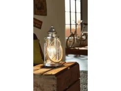 Online Eglo Tischleuchte Bradford Silberfarben Antik Ø 14 cm x 33 cm 1-flammig