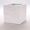 Elegant Einrichten Pflanzkübel Fiberglas Stein-Optik Quadratisch 40x40x40cm Weiß