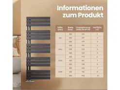 Emke Badheizkörper 130x50cm 695W Handtuchwärmer für Badezimmer Handtuchtrockner