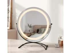 Emke Kosmetikspiegel Runder mit Beleuchtung 3 Farbtemperatur und Dimmbar 40cm