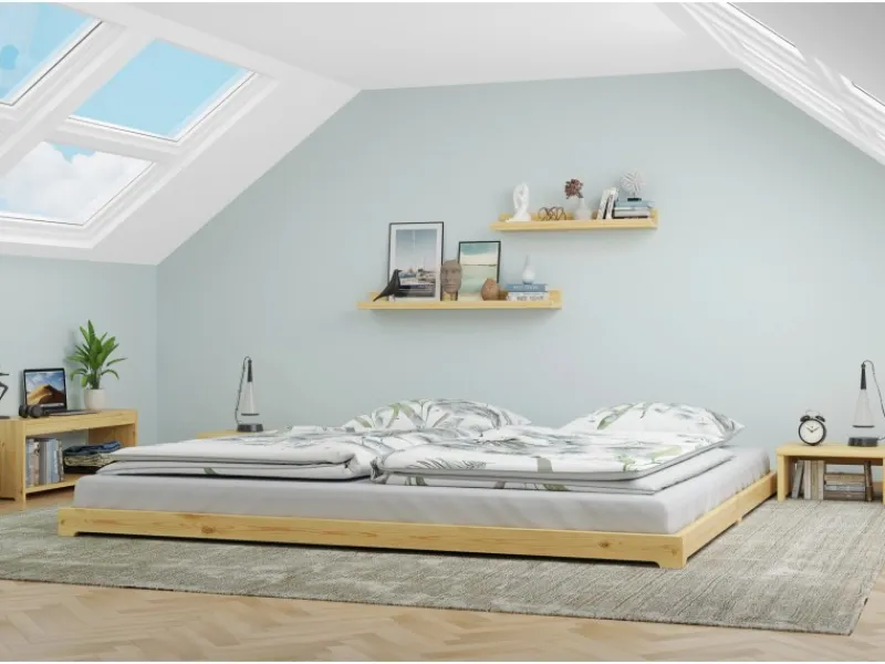 New Erst-Holz Echtholzbett Futonbett Doppelbett 180 x 200 Kiefer Modell 47 ohne Zubehör