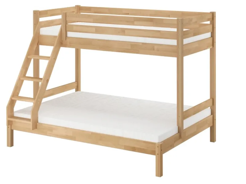 Erst-Holz Etagenbett Holzbett 3er-Bett Buche Massiv 90 + 140 x 200 cm Modell 14 ohne Zubehör