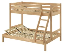 Erst-Holz Etagenbett Holzbett 3er-Bett Buche Massiv 90 + 140 x 200 cm Modell 14 Rollrost inkl.