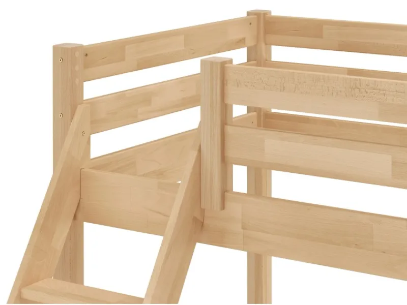 Erst-Holz Etagenbett Holzbett 3er-Bett Buche Massiv 90 + 140 x 200 cm Modell 14 Rollrost inkl.