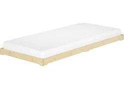 New Erst-Holz Extra Flaches Einzelbett Futon Unbehandeltes Holz Loft 90 x 200 cm Fichte Rollrost inkl.