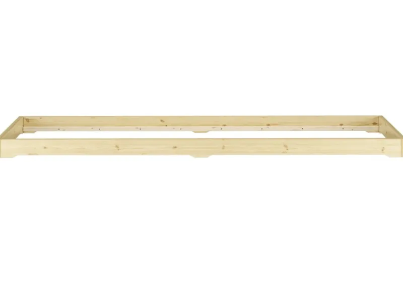 New Erst-Holz Extra Flaches Einzelbett Futon Unbehandeltes Holz Loft 90 x 200 cm Fichte Rollrost inkl.