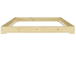 New Erst-Holz Extra Flaches Einzelbett Futon Unbehandeltes Holz Loft 90 x 200 cm Fichte Rollrost inkl.