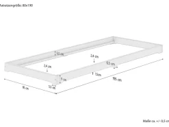 Discount Erst-Holz Extra Niedriges Holzbett Futonbett 80 x 190 cm Kiefer Weiß Modell 47 Rollrost inkl.