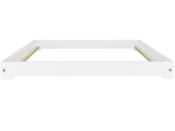 Discount Erst-Holz Extra Niedriges Holzbett Futonbett 80 x 190 cm Kiefer Weiß Modell 47 Rollrost inkl.