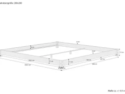 Hot Erst-Holz Flaches Echtholzbett Bodenbett 200 x 200 Kiefer Massivholz Modell 51 Rollrost inkl.