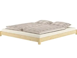 Clearance Erst-Holz Flaches Ehebett Bodenbett Doppelbett 180 x 200 Kiefer Modell 51 Rollrost inkl.
