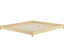Clearance Erst-Holz Flaches Ehebett Bodenbett Doppelbett 180 x 200 Kiefer Modell 51 Rollrost inkl.