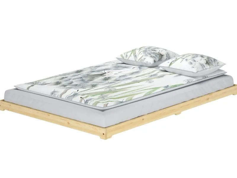 Best Erst-Holz Futonbett Massivholz Extra Niedrig Kiefer Massivholz 140 x 200 Rollrost inkl.