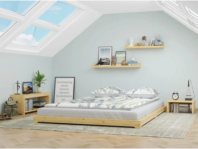 Best Erst-Holz Futonbett Massivholz Extra Niedrig Kiefer Massivholz 140 x 200 Rollrost inkl.
