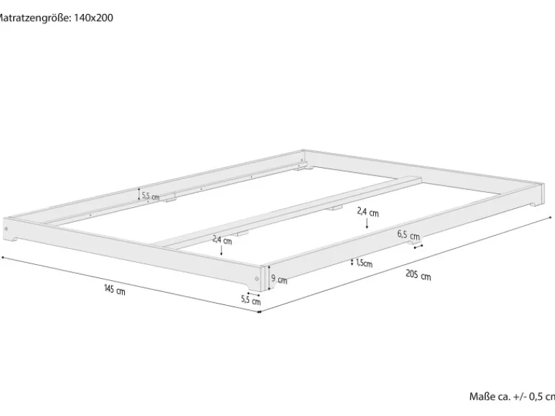 Best Erst-Holz Futonbett Massivholz Extra Niedrig Kiefer Massivholz 140 x 200 Rollrost inkl.