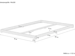 Erst-Holz Futonbett Massivholz Extra Niedrig Kiefer Massivholz 140 x 200 Modell 47 ohne Zubehör