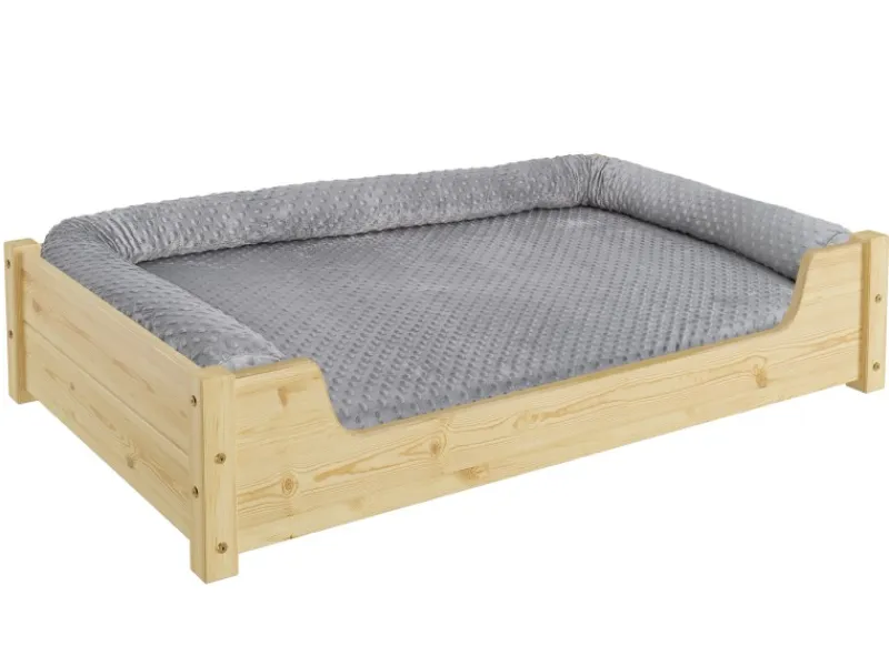 Erst-Holz Hundebett für Große Hunde 100 x 60 cm Kiefer Tierbett Rollrost inkl.