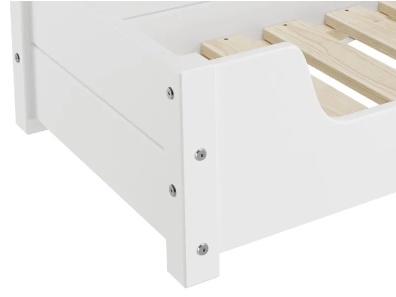 Erst-Holz Hundesofa XXL für Dogge Bernhardiner Tierbett 120 x 70 cm Kiefer Weiß Rollrost und Matratze inkl.