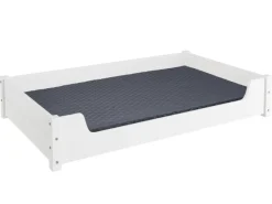 Erst-Holz Hundesofa XXL für Dogge Bernhardiner Tierbett 120 x 70 cm Kiefer Weiß Rollrost und Matratze inkl.