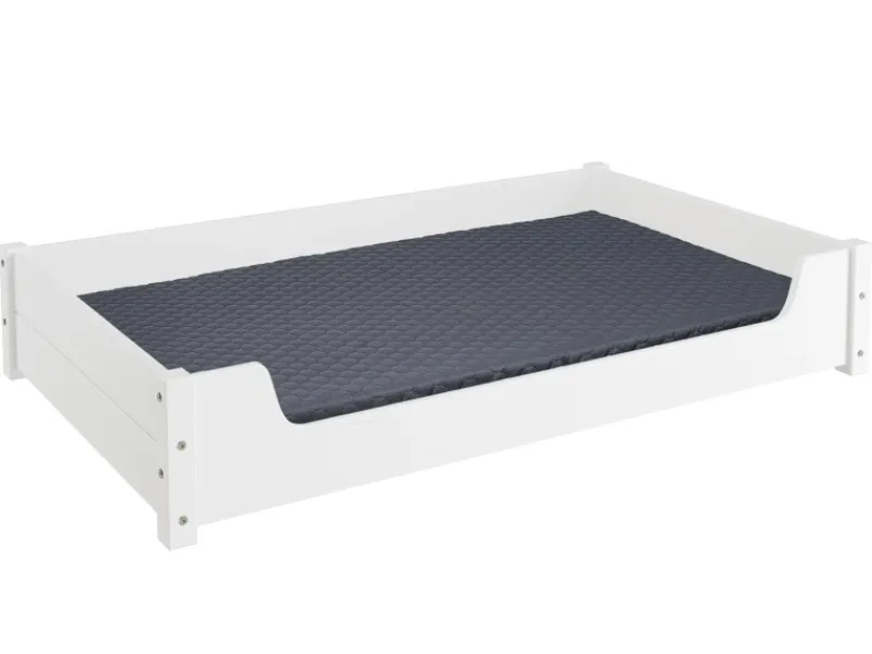 Erst-Holz Hundesofa XXL für Dogge Bernhardiner Tierbett 120 x 70 cm Kiefer Weiß Rollrost und Matratze inkl.