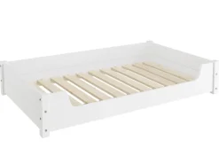 Erst-Holz Hundesofa XXL für Dogge Bernhardiner Tierbett 120 x 70 cm Kiefer Weiß Rollrost und Matratze inkl.