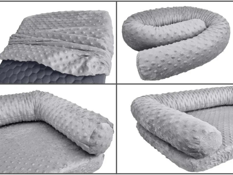 Erst-Holz Hundesofa XXL für Dogge Bernhardiner Tierbett 120 x 70 cm Kiefer Weiß Rollrost und Matratze inkl.