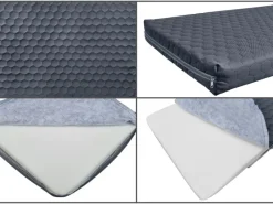 Erst-Holz Hundesofa XXL für Dogge Bernhardiner Tierbett 120 x 70 cm Kiefer Weiß Rollrost und Matratze inkl.