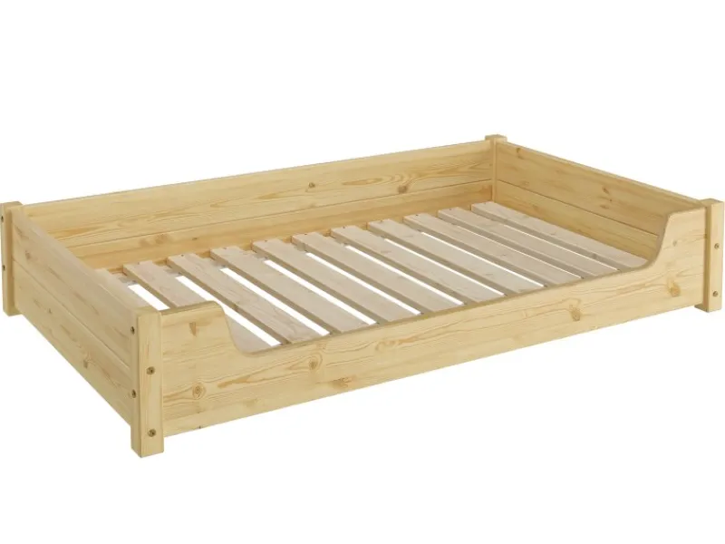 Hot Erst-Holz Kuscheliges Haustierbett Extra Groß 120 x 70 cm Kiefer Natur Rollrost und Matratze inkl.