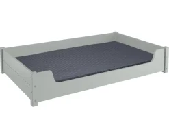 Outlet Erst-Holz Kuscheliges Haustierbett Extra Groß 120 x 70 cm Kiefer Grau mit Rollrost. Polster und Matratze