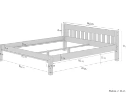 Discount Erst-Holz Stabiles Ehebett Holzbett Gästebett 180 cm x 200 cm Kiefer Massiv Modell 38 ohne Zubehör