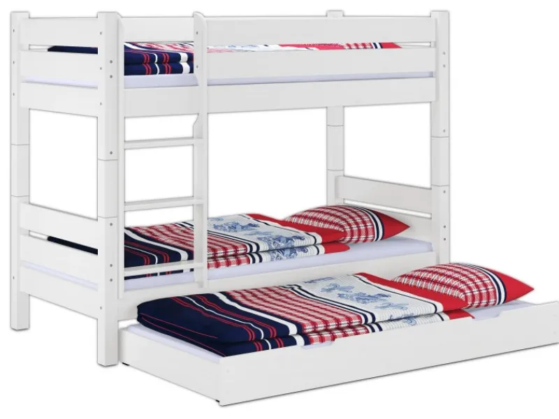 Erst-Holz Teilbares Etagenbett 100 x 200 Kiefer Weiß für Erwachsene Modell 16 ohne Zubehör