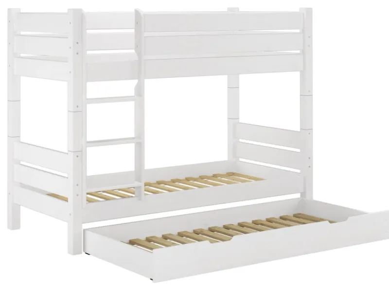 Erst-Holz Teilbares Etagenbett 100 x 200 Kiefer Weiß für Erwachsene Modell 16 ohne Zubehör
