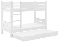 Erst-Holz Teilbares Etagenbett 100 x 200 Kiefer Weiß für Erwachsene Modell 16 ohne Zubehör