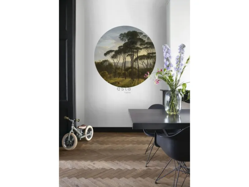 ESTAhome Selbstklebende Runde Tapete Italienische Landschaft Dunkelgrün Ø 140 cm 159011