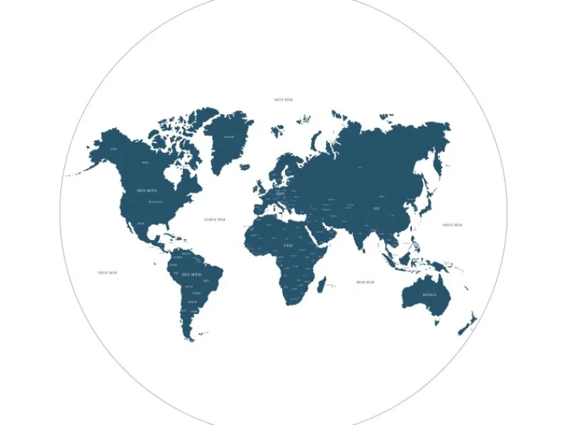 ESTAhome Selbstklebende Runde Tapete Weltkarte Blau Ø 140 cm 159008