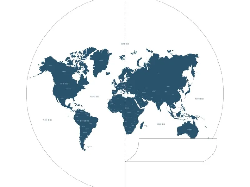 ESTAhome Selbstklebende Runde Tapete Weltkarte Blau Ø 140 cm 159008