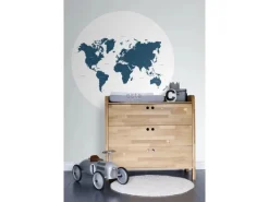 ESTAhome Selbstklebende Runde Tapete Weltkarte Blau Ø 140 cm 159008