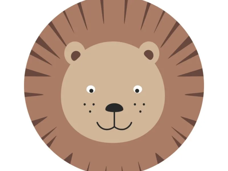 ESTAhome Selbstklebende Runde Tapete Tierköpfe Braun und Beige Ø 70 cm 158975