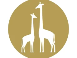 ESTAhome Selbstklebende Runde Tapete Giraffen Ockergelb und Weiß Ø 70 cm 158978