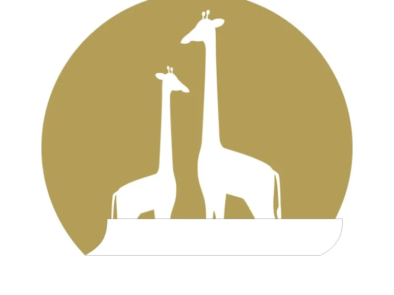 ESTAhome Selbstklebende Runde Tapete Giraffen Ockergelb und Weiß Ø 70 cm 158978