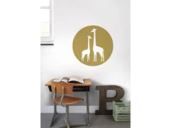 ESTAhome Selbstklebende Runde Tapete Giraffen Ockergelb und Weiß Ø 70 cm 158978