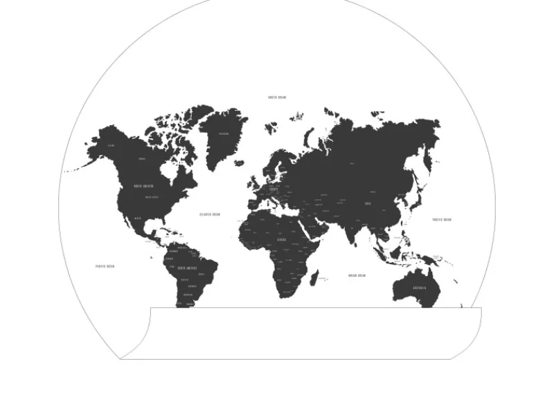 ESTAhome Selbstklebende Runde Tapete Weltkarte Schwarz-Weiß Ø 70 cm 158985