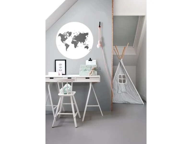 ESTAhome Selbstklebende Runde Tapete Weltkarte Schwarz-Weiß Ø 70 cm 158985