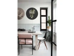 Discount ESTAhome Selbstklebende Runde Tapete Blüte Hellrosa und Schwarz Ø 70 cm 158992